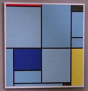 Tableau I with Red, Black, Blue and Yellow by Piet Mondrian, in Data's quarters (TNG: "The Offspring", "In Theory", "Silicon Avatar", "A Matter Of Time", "Hero Worship", "The Quality of Life", "Descent, Part II", "Phantasms")