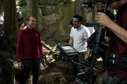 Simon Pegg and Justin Lin between takes