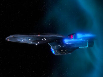 USS Enterprise-C emerges from temporal rift