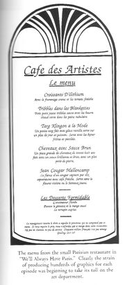 Cafe des artistes menu