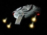 USS Defiant firing phaser cannons