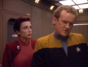 Kira Nerys and Miles O'Brien, 2371