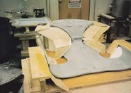 Galaxy class USS Enterprise-D studio model build master secondary hull with station points filled with clay and sanded down
