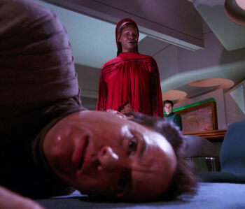 Guinan and Q (2366)