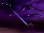 Jem'Hadar fighters pursue Rubicon in nebula