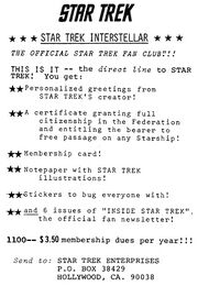 Star Trek Interstellar The Official Star Trek Fan Club 1968