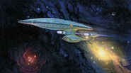 A painting of the USS Enterprise-D in Picard's ready room (Star Trek: The Next Generation)