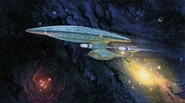 A painting of the USS Enterprise-D in Picard's ready room (Star Trek: The Next Generation)