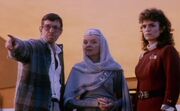 Leonard Nimoy, Jane Wyatt and Robin Curtis