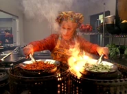 Shaped patterned hat and apron (2371-2378)