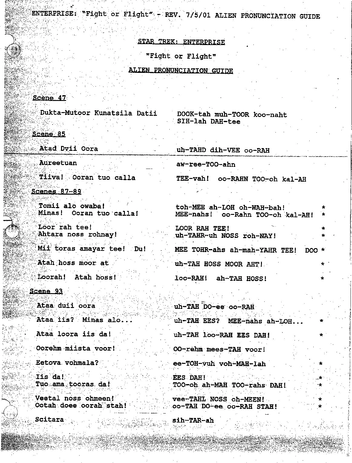 Axanar language pronunciation guide