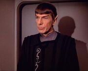 Spock arriving aboard the Enterprise