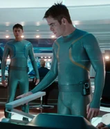 The male wetsuit, with communicator attached