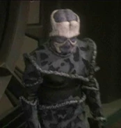 The contest winner in full makeup as Runepp in DS9: "The Muse"