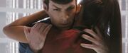 Spock comforted by Uhura