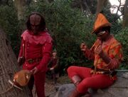 Worf smashes Geordi's mandolin