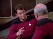 Riker jokes with Picard