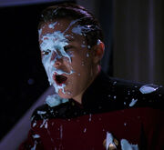 Wesley Crusher hit by a banana split