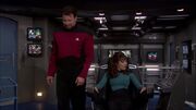 William T. Riker and Deanna Troi on bridge of Enterprise (NX-01)