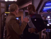 Odo and Worf in the replimat