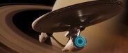 The USS Enterprise hides in Titan's atmosphere