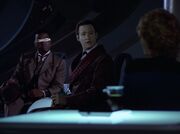 La Forge and Data in Ten Forward after holodeck