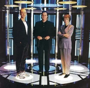 Michael Piller, Rick Berman and Jeri Taylor in VOY transporter