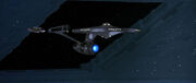 USS Enterprise entering the Earth Spacedock