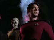 Data and William T. Riker at Old Bandi City