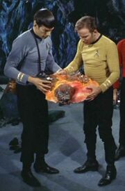 Spock and Kirk inspect Horta remains