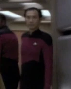 Command division officer TNG: "A Matter Of Time", "New Ground", "Hero Worship", "Imaginary Friend", "The Next Phase", "Time's Arrow, Part II", "Realm Of Fear", "Relics", "Schisms", "True Q", "Rascals", "Chain Of Command, Part I", "Ship In A Bottle" (uncredited)