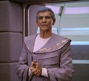 Sarek on the bridge of Enterprise-D