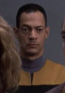 Voyager officer VOY: "Tinker Tenor Doctor Spy", "Alice", "Tsunkatse", "Blink of an Eye", "Memorial", "Child's Play", "The Haunting of Deck Twelve", "Unimatrix Zero", "Imperfection", "Drive", "Nightingale", "Repentance", "Prophecy", "The Void", "Workforce", "Renaissance Man", "Endgame" (uncredited)