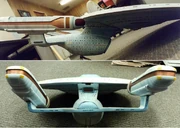 Ambassador class model with damaged and repaired port nacelle strut