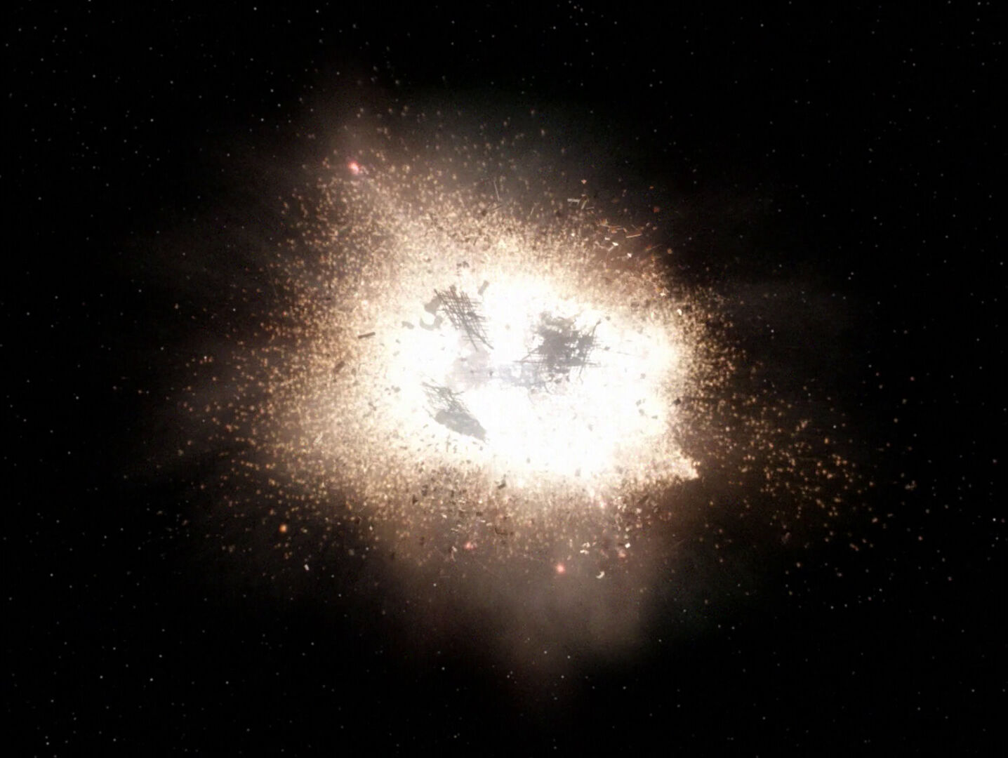 Borg cube explosion, remastered