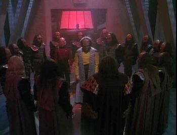 Worf faces the high council