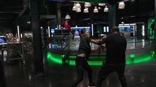 Dinah training with Diggle