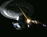 USS Kansas firing phasers