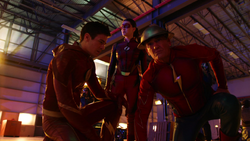 Barry Allen and Jesse Wells after Jay Garrick exits Flashtime