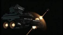 The Ori satellite breaching the Prometheus's shields