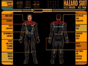 A diagram detailing the systems of the original version of the Hazard suit