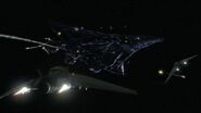 F-302 fighter-interceptors attack Michael's cruiser