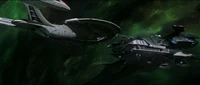 The Enterprise and the Scimitar, shortly after the ramming