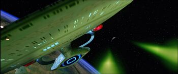 Intrepid evades a Klingon Bird-of-Prey