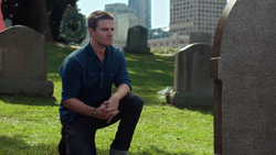 Oliver vows on Tommy's grave never to kill again