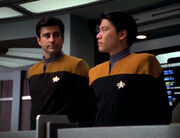 Ayala with  at the beginning of Voyager'"`UNIQ--nowiki-00000000-QINU`"'s journey home