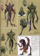 Concept designs by famed illustrator Yasushi Nirasawa which showcase a more humanoid design seen in late 1994/early 1995.