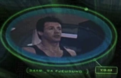 Stallone registered as an alien in the MIB Headquarters.