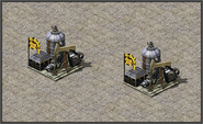 舊版本中的科技鑽油井的模型，和原版遊戲相同，沒有黑黃條紋而有中立科技的旗幟