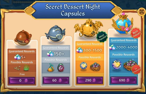Dessert night capsules